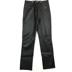 Leather‎ Limited Womens Pants Straight Leg Black Motorcycle Moto Mid Rise 8